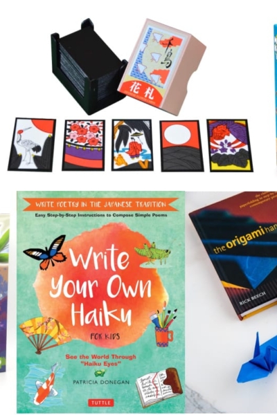 Japanese Games and Cultural Activities to do with Kids, featuring kendama, haiku, board games, hanafuda